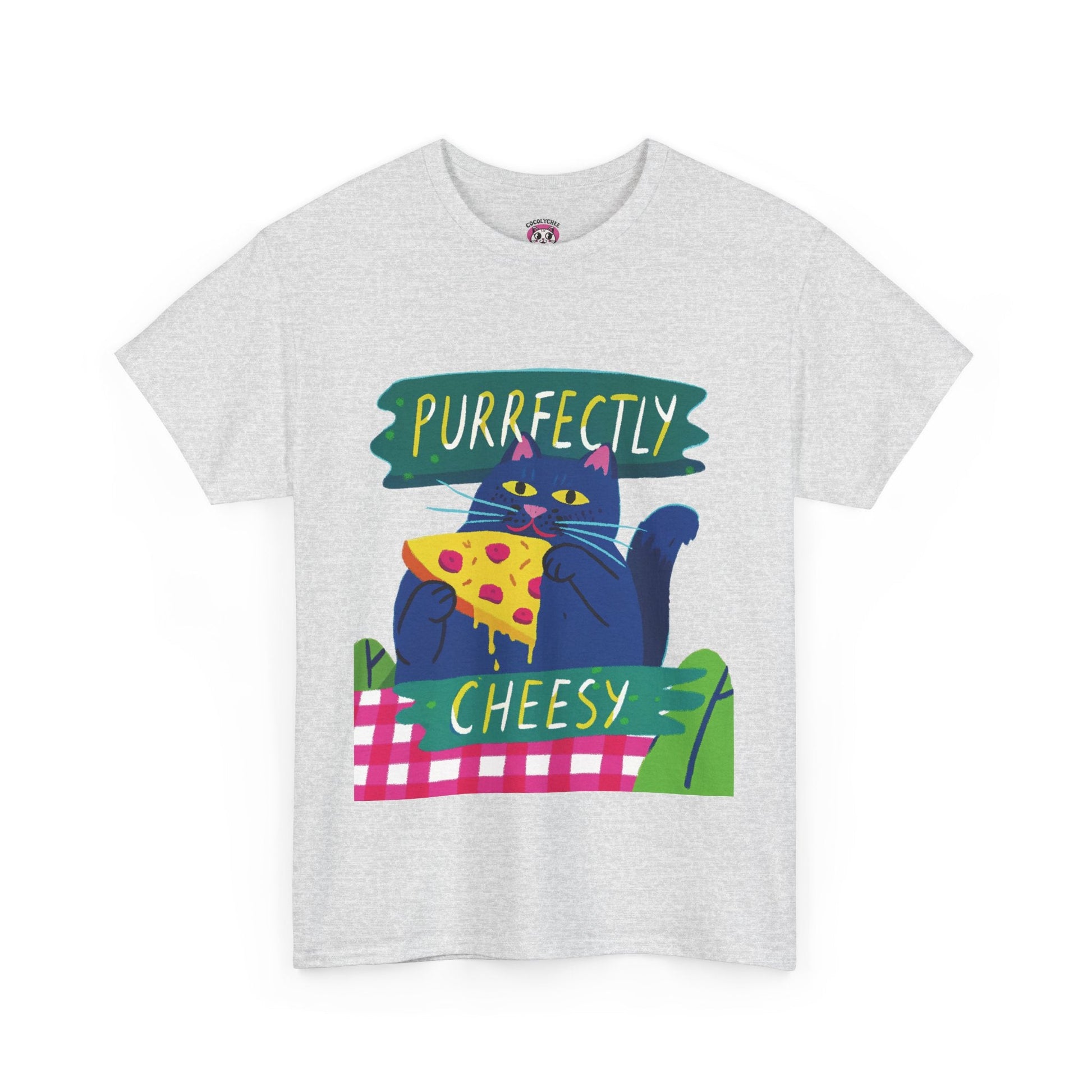 Purrfectly Cheesy™ Cat & Pizza Graphic Tee - Cocolychee