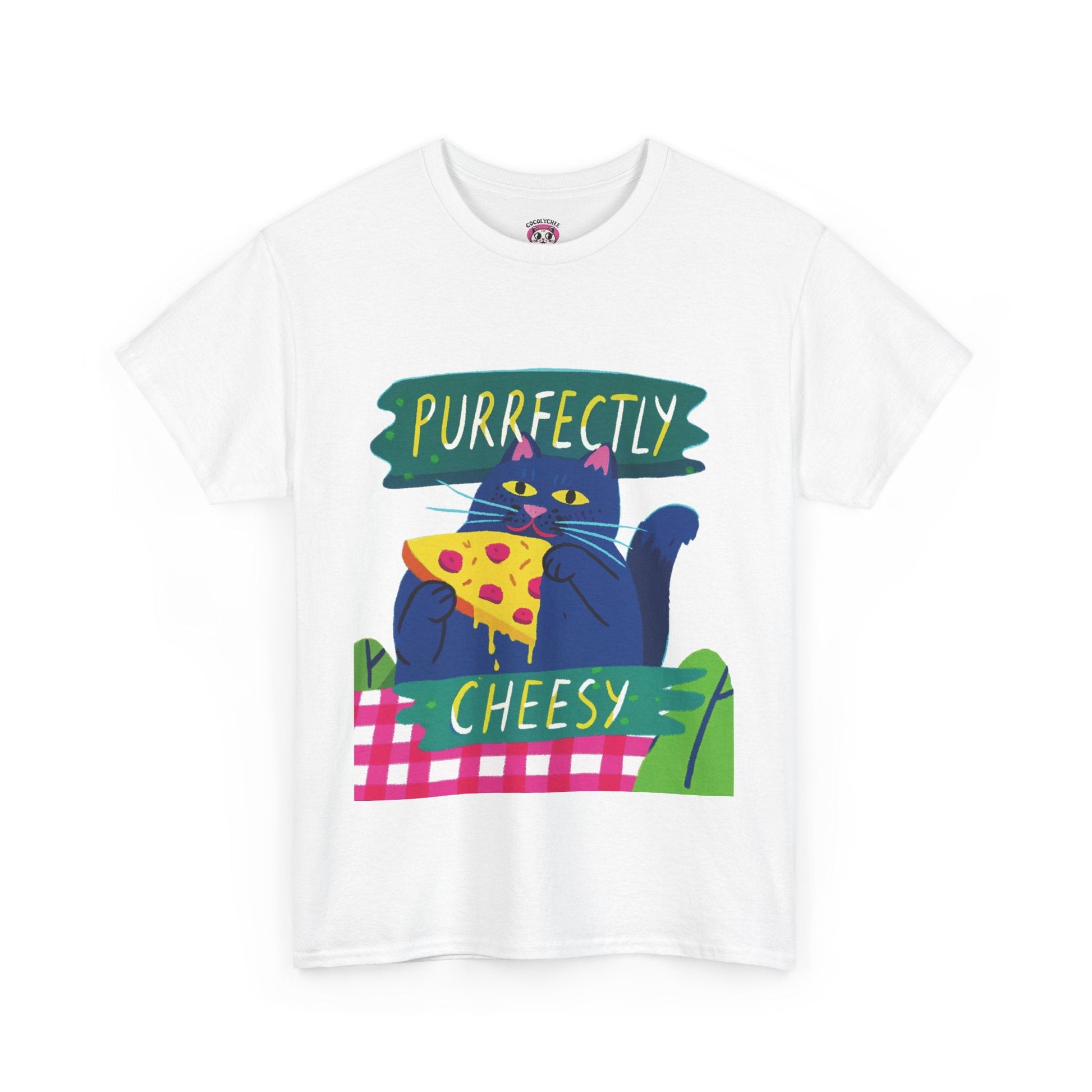 Purrfectly Cheesy™ Cat & Pizza Graphic Tee - Cocolychee