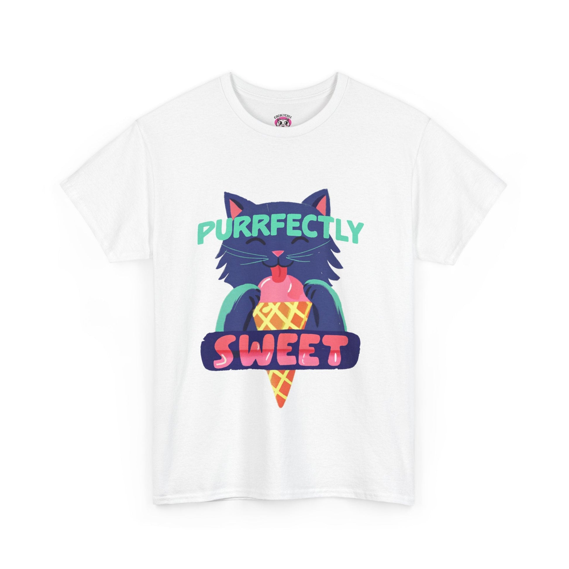 Purrfectly Sweet™ Neon Cat & Ice Cream Graphic Tee - Cocolychee