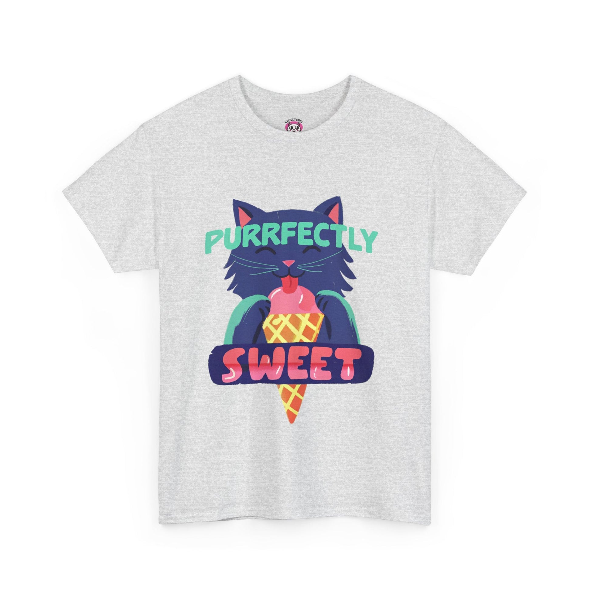Purrfectly Sweet™ Neon Cat & Ice Cream Graphic Tee - Cocolychee