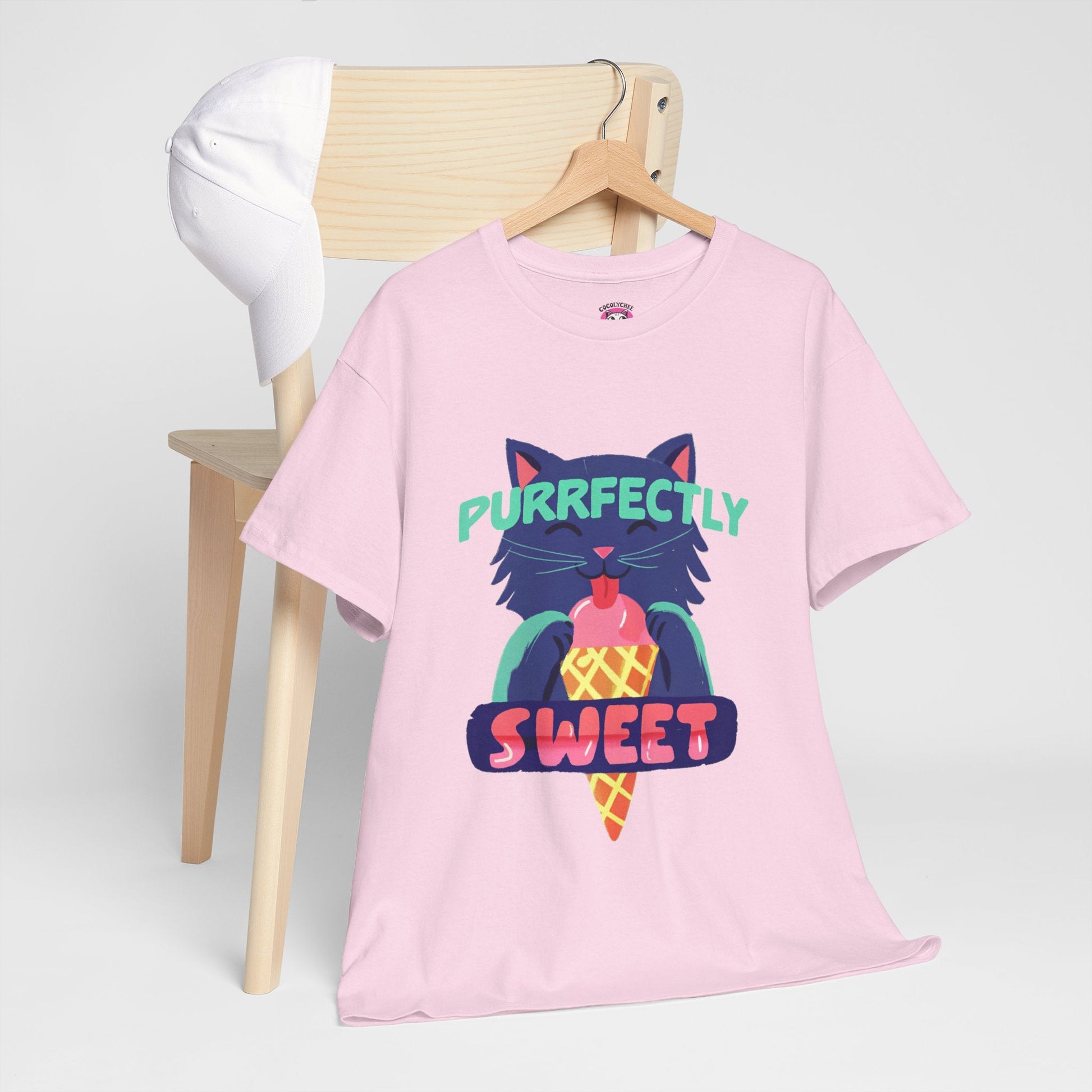Purrfectly Sweet™ Neon Cat & Ice Cream Graphic Tee - Cocolychee