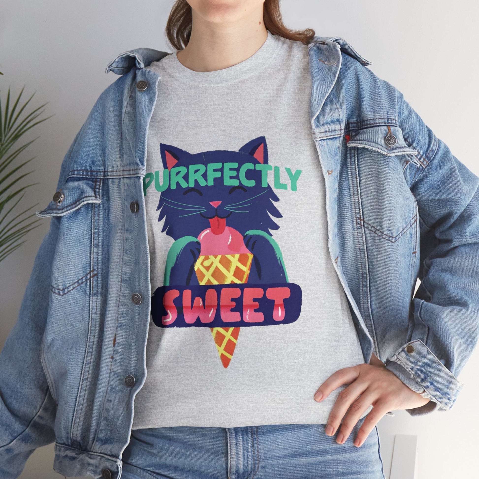 Purrfectly Sweet™ Neon Cat & Ice Cream Graphic Tee - Cocolychee