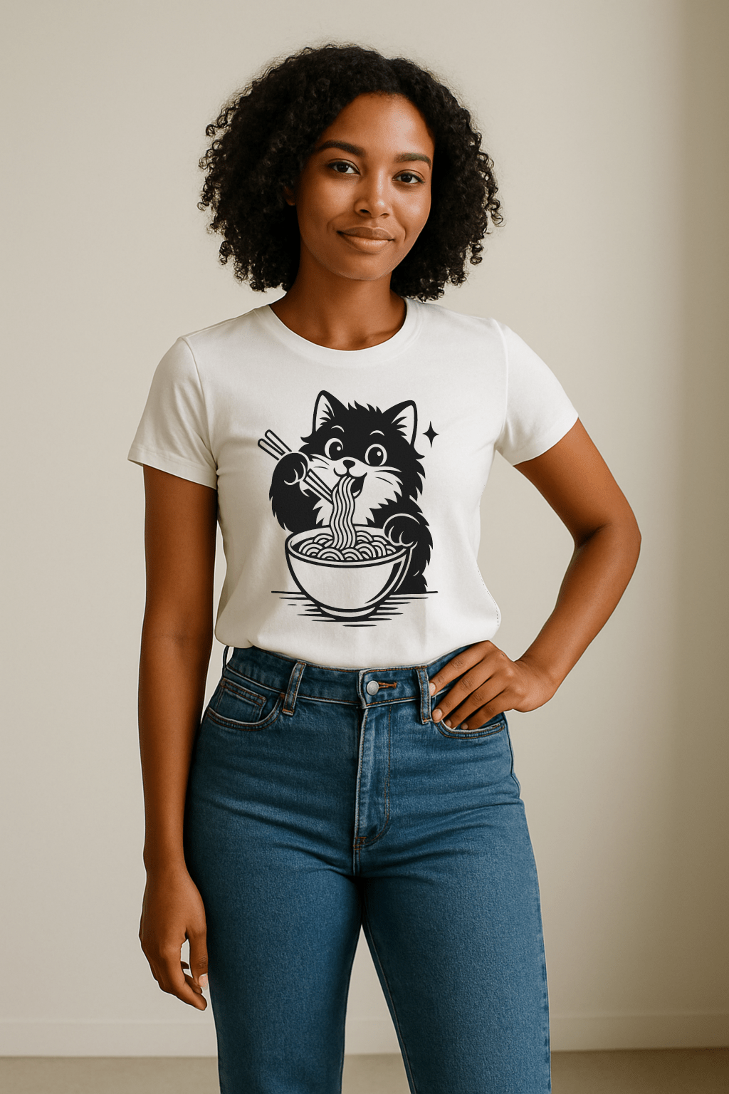 Ramen Kitty™ Cat‑Lover Graphic Tee - Cocolychee