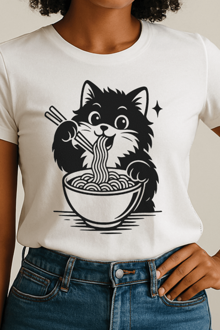 Ramen Kitty™ Cat‑Lover Graphic Tee - Cocolychee