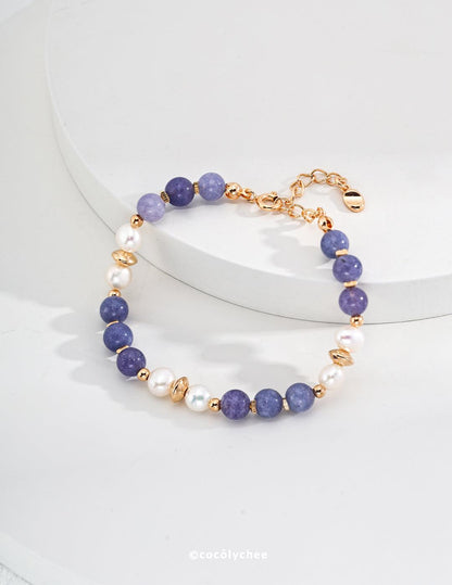 Lavender Lepidolite and Pearl Bracelet - Cocolychee