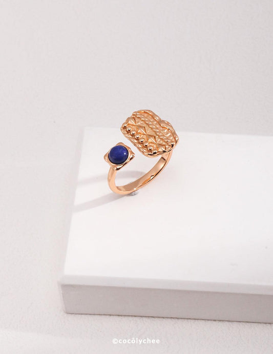 Adjustable Lapis Lazuli Sterling Silver Ring - Cocolychee