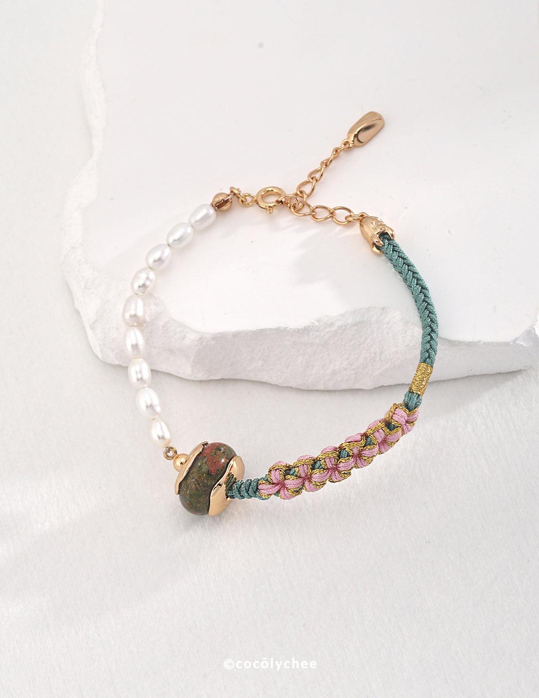 Turquoise and Pearl Good Fortune Bracelet - Cocolychee