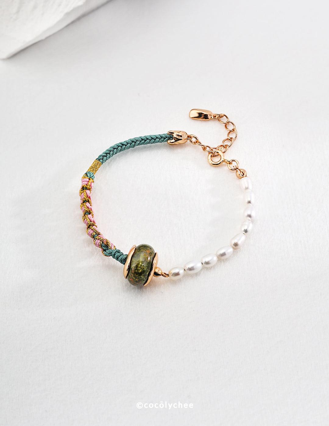 Turquoise and Pearl Good Fortune Bracelet - Cocolychee