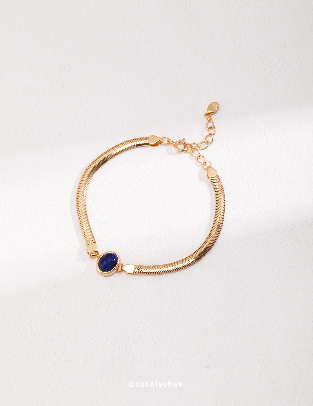 Adjustable Tiger's Eye & Lapis Lazuli Bracelet - Cocolychee