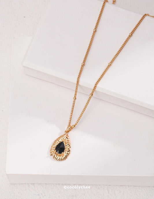 Black Zircon Necklace - Cocolychee