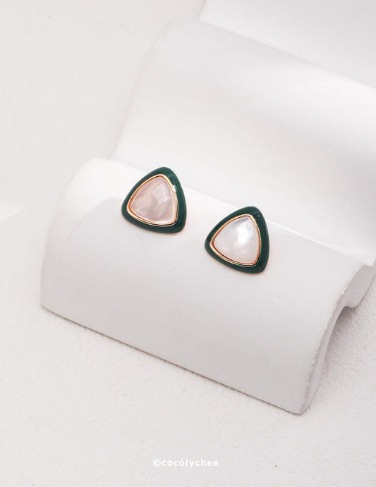 Emerald and Mother-of-Pearl Sterling Silver Earrings - Cocolychee