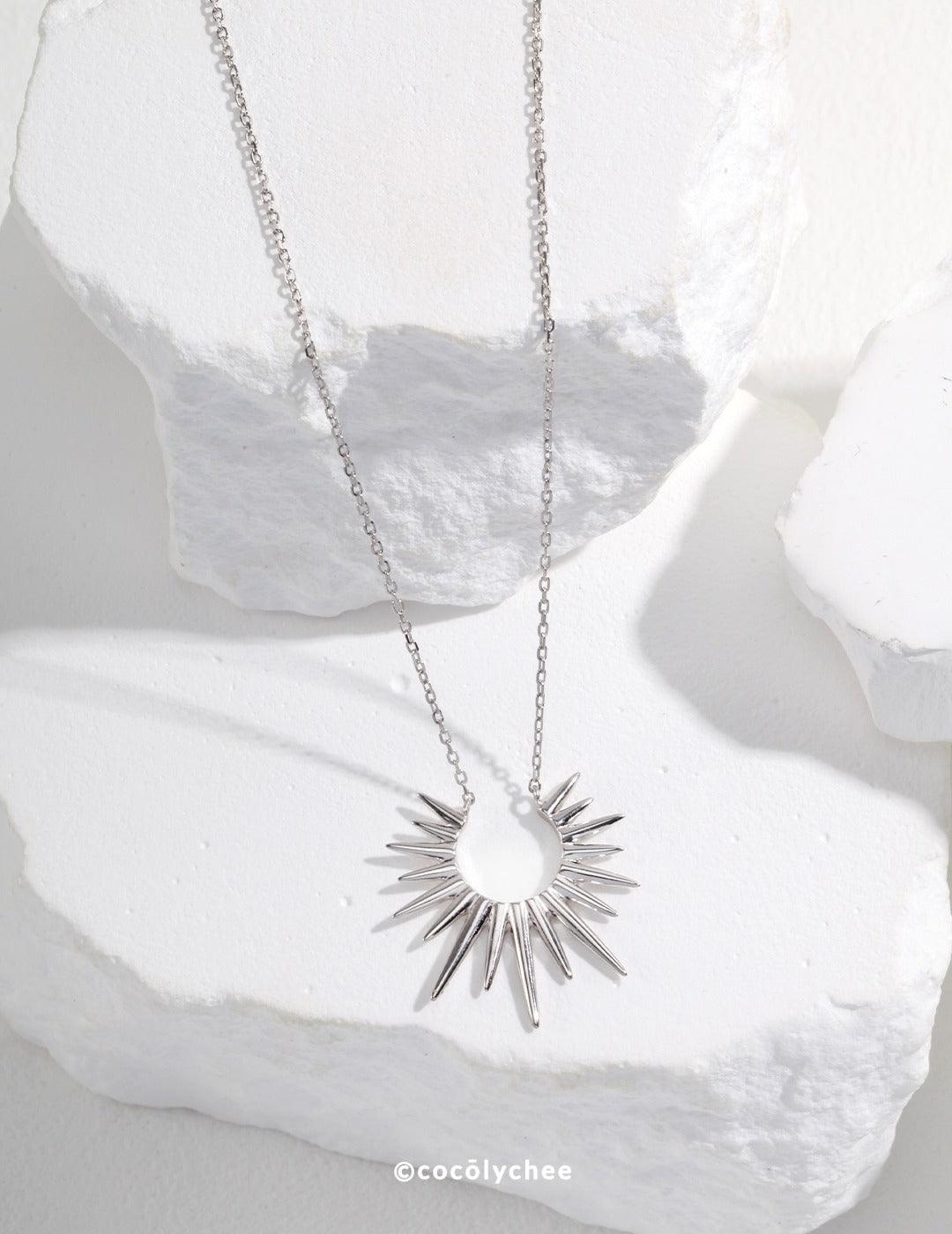 Sterling Silver Geometric Statement Necklace - Cocolychee