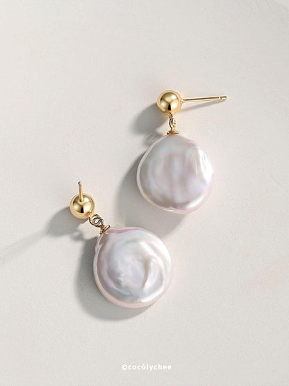 Baroque Pearl Drop Earrings - Vintage Gold - Cocolychee