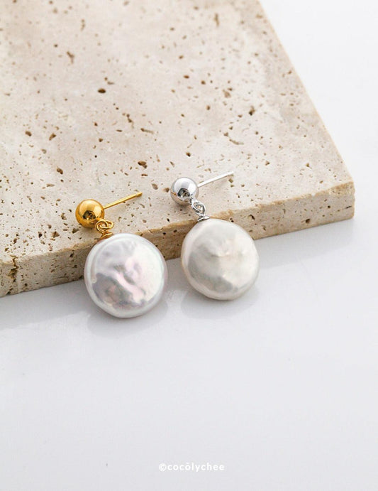 Baroque Pearl Drop Earrings - Vintage Gold - Cocolychee