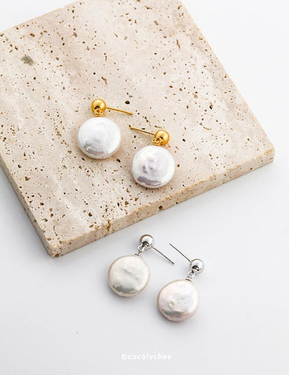 Baroque Pearl Drop Earrings - Vintage Gold - Cocolychee