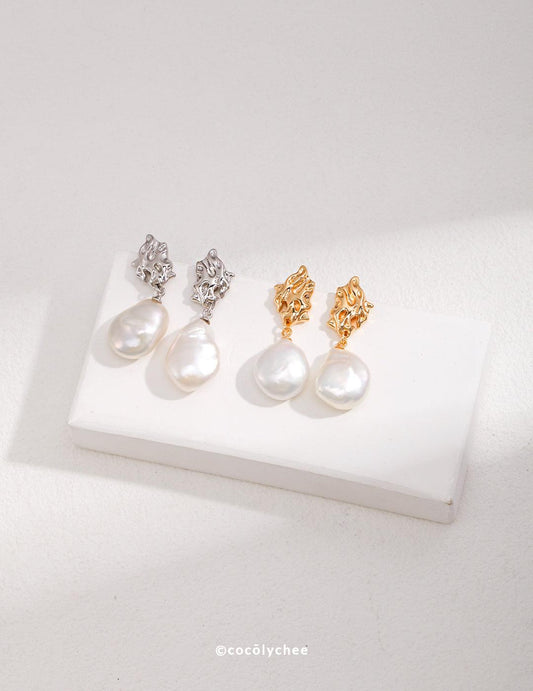 Elegant Baroque Pearl Earrings - Cocolychee