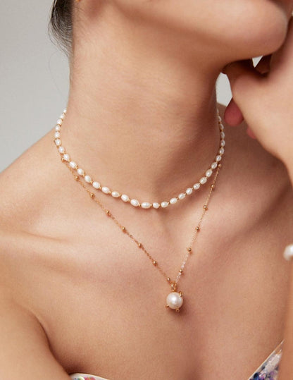 Adjustable Baroque Pearl Sterling Silver Necklace - Cocolychee