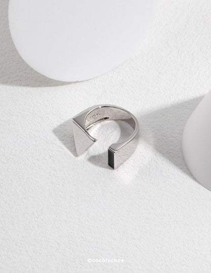 Geometric Sterling Silver Enamel Ring - Cocolychee