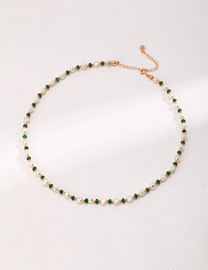 Pearl and Emerald Necklace - Cocolychee