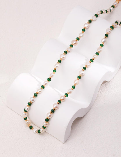 Pearl and Emerald Necklace - Cocolychee